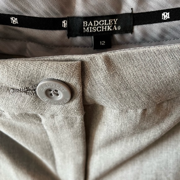 Badgley Mischka Slim Straight Leg Grey Cropped Trouser Pant sz 12 - Picture 7 of 8